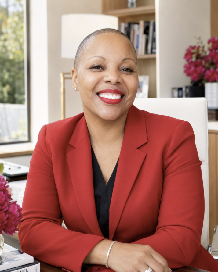 Kimberly T. Millionaire, Virginia Notary Public, in a red blazer